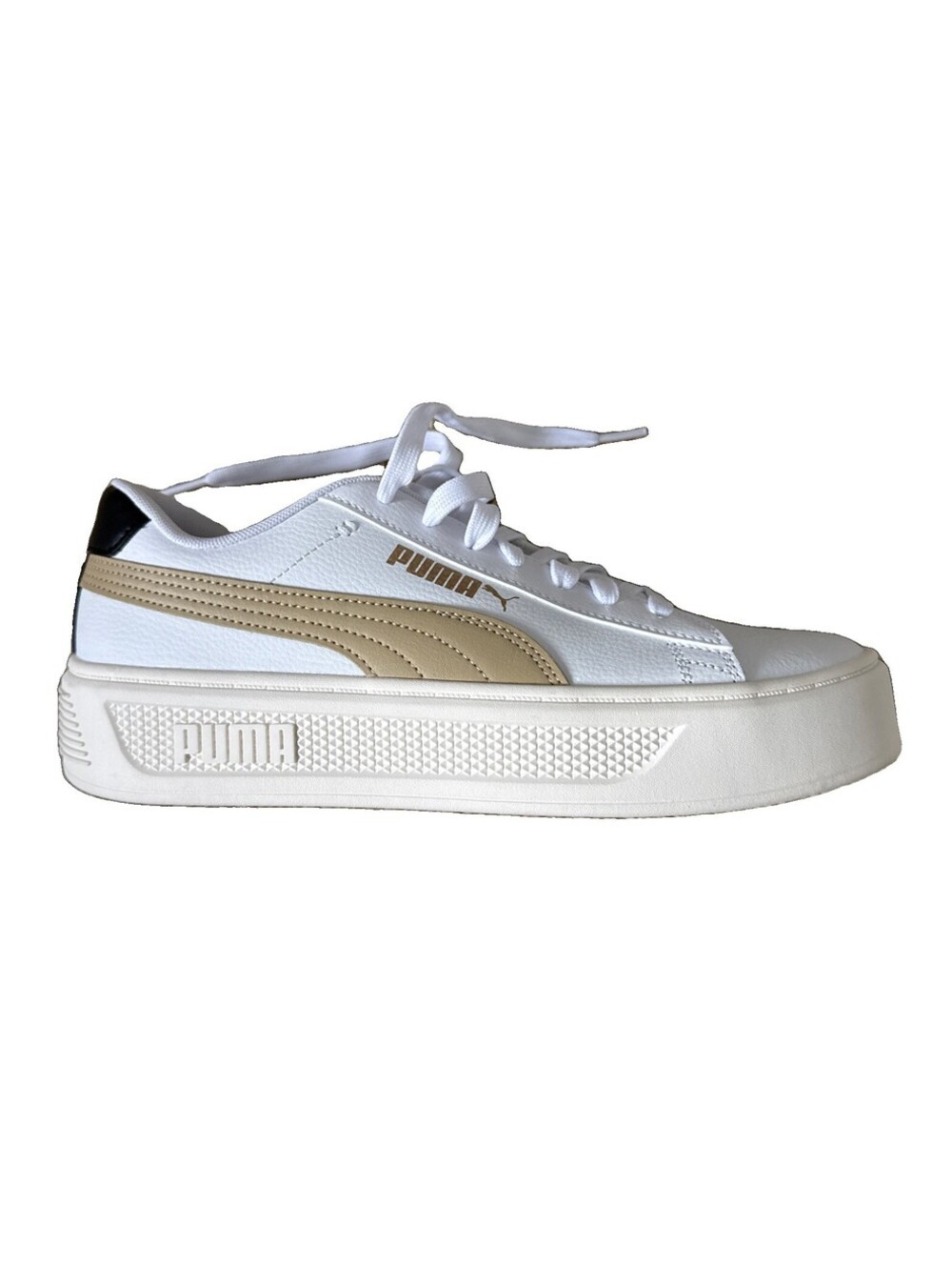 Size 9.5 - Puma Smash Platform V3 White Tan/Khaki Brand New W/O box
